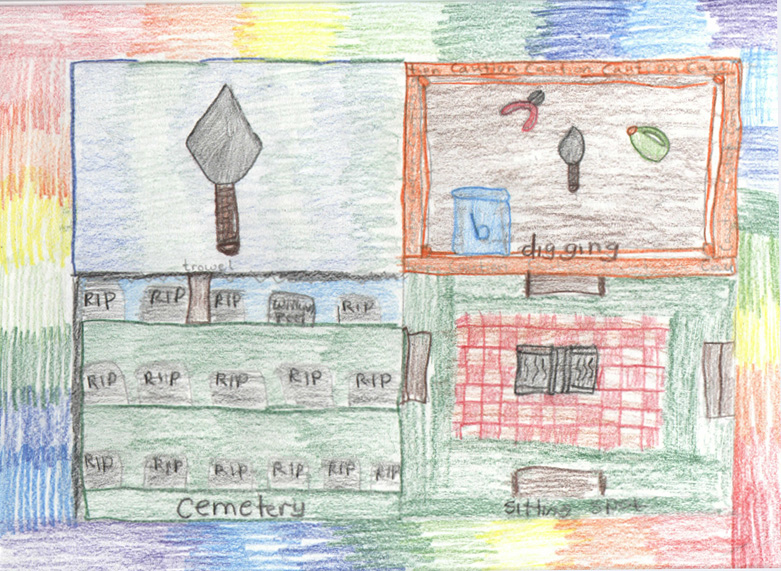 A student drawing of the excavation site